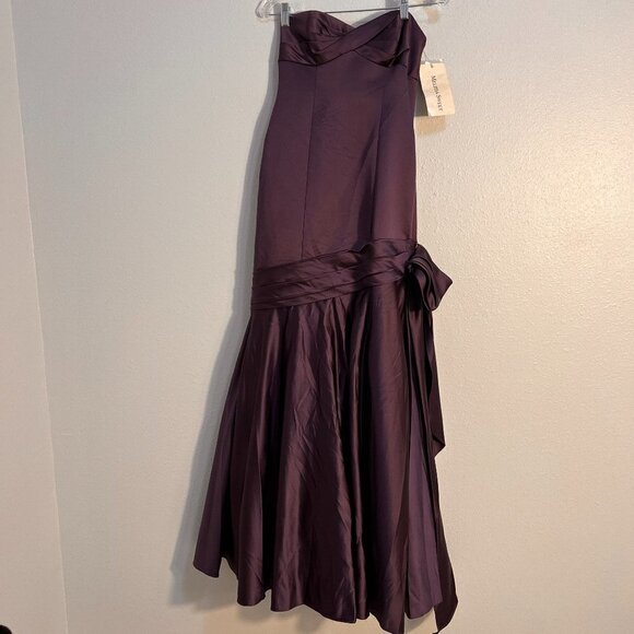 NWT Melissa Sweet Strapless Purple Lined Long Dress - Picture 2 of 8